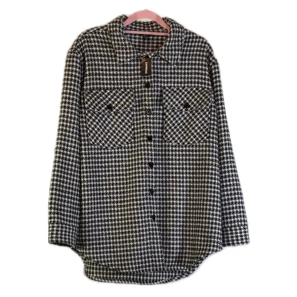 Express Oversized Houndstooth Shacket Size M - Picture 3 of 8